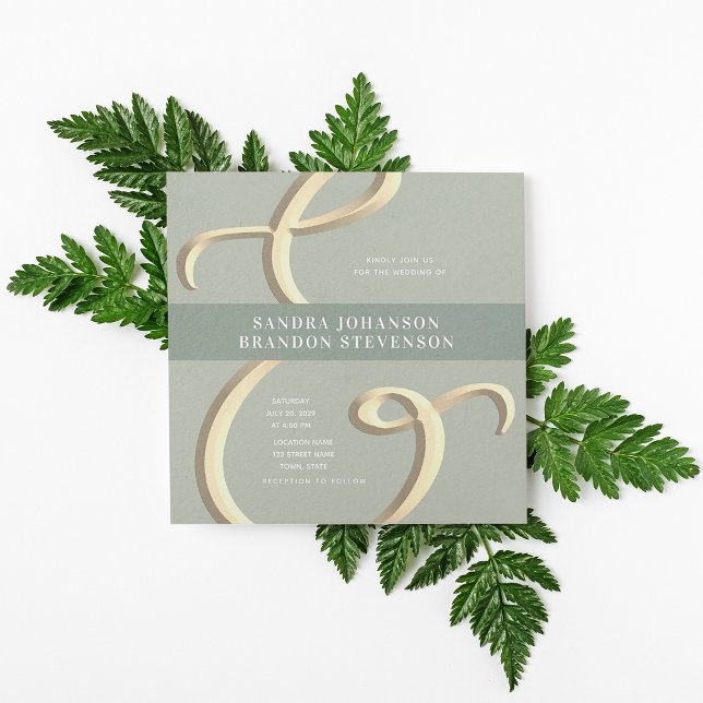 Invitación a la Boda Verde Ampersand Gold Sage (Subido por el creador)