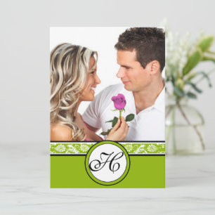 Invitación a la boda verde Apple de tu Damasco fot