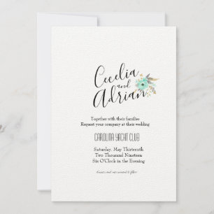 Invitación a la boda Verde azulada botánica acuare
