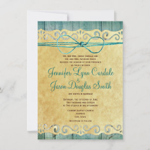 Invitación a la boda Verde azulada con papel pinta