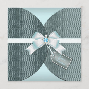 Invitación a la boda Verde azulada de Bonito con c