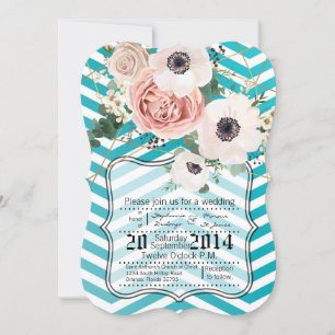 Invitación a la boda Verde azulada de Chevron, Ros
