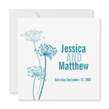 Invitación a la boda verde azulada de flores moder