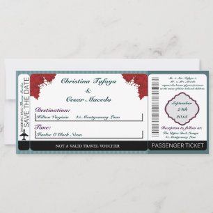 Invitación a la boda verde azulada de la damáscara