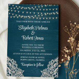 Invitación a la boda Verde azulada de la elegancia