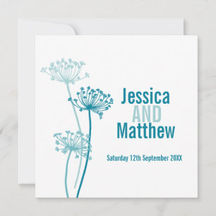 Invitación a la boda verde azulada de la flor mode