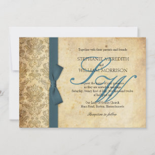 Invitación a la boda verde azulada de la venda de
