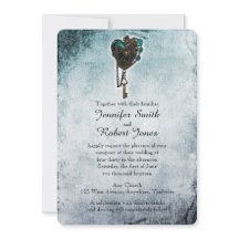 Invitación a la boda Verde azulada de Steampunk