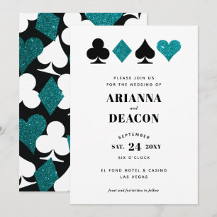 Invitación a la boda Verde azulada del Purpurina d