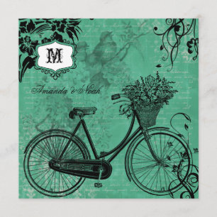 Invitación a la boda Verde azulada en bicicleta de
