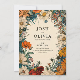 Invitación a la Boda Verde azulada Orang Beige Vin