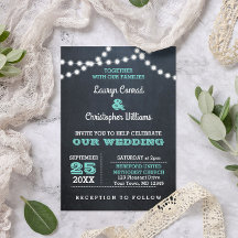 Invitación a la boda Verde azulada por alumbrado d