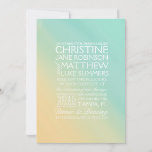 Invitación a la boda Verde azulada y amarilla