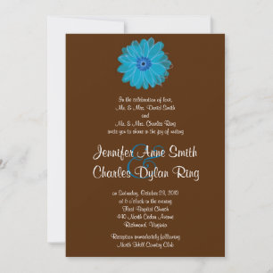Invitación a la boda Verde azulada y marrón de mar