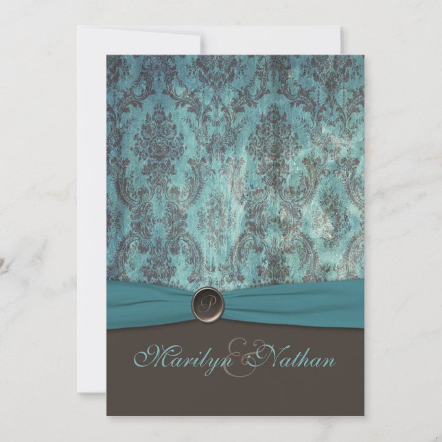 Invitación a la boda Verde azulada y mordaz (Anverso)