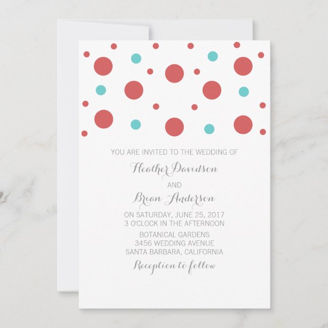 Invitación a la boda Verde azulada y roja (Anverso)