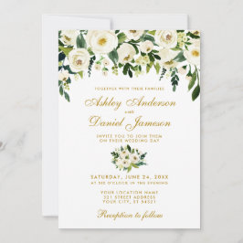 Invitación a la Boda Verde con acuarela floral de