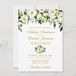 Invitación a la Boda Verde con acuarela floral de 
