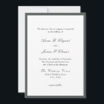 Invitación a la boda verde con guión clásico<br><div class="desc">Elegante invitación de boda con escritura clásica y texto plano. Introducción general: el placer de su empresa se solicita al boda de. Texto negro sobre fondo blanco dentro de un borde verde. La espalda está verde.</div>