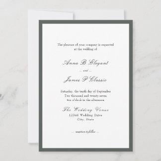 Invitación a la boda verde con guión clásico