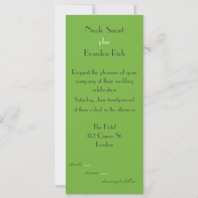 Invitación a la boda verde con logotipo (Anverso)