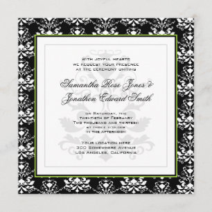Invitación a la boda verde de acento negro y blanc