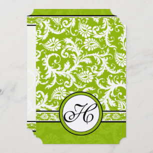 Invitación a la Boda Verde de Apple White Damask S