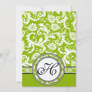 Invitación a la Boda Verde de Apple White Damask S