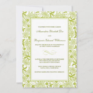 Invitación a la boda verde de cal floral