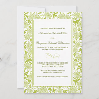 Invitación a la boda verde de cal floral