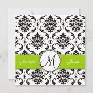 Invitación a la boda verde de Damasco Negro