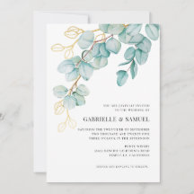 Invitación a la Boda Verde de Eucalipto verde azul