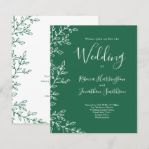 Invitación a la boda verde de hoja mínima de presu
