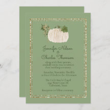 Invitación a la boda verde de la calabaza blanca