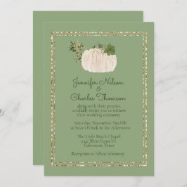 Invitación a la boda verde de la calabaza blanca