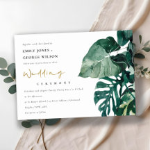 Invitación a la Boda Verde de la Foliage de Monste