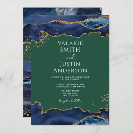 Invitación a la boda verde de la Marina Blue Agate