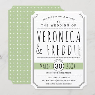 Invitación a la boda verde de la tipografía modern
