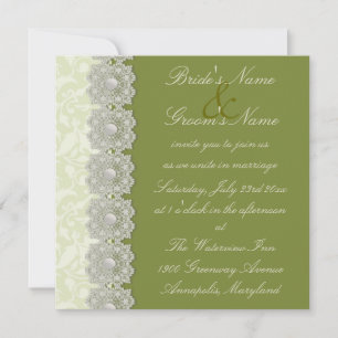 Invitación a la boda verde de Lace y Pearls Moss