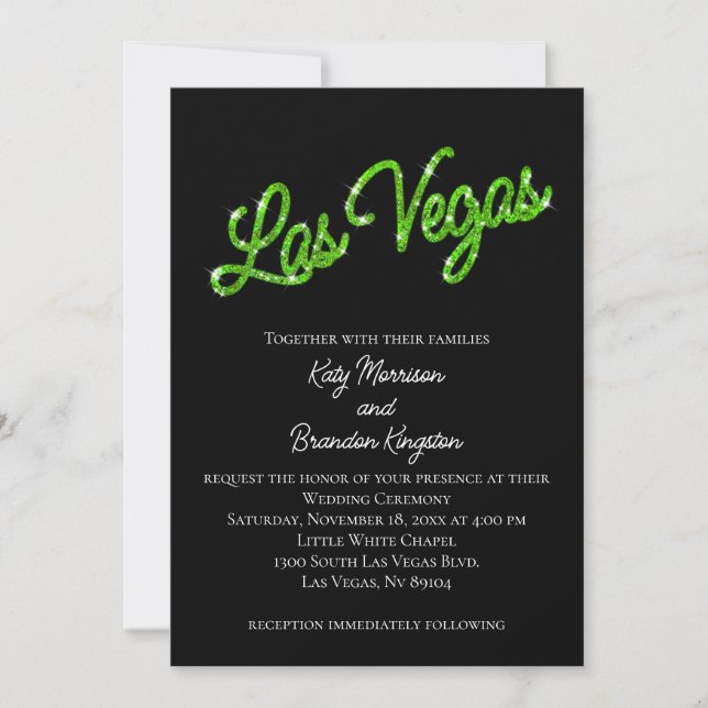Invitación a la boda verde de las Vegas (Anverso)