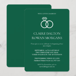 Invitación a la boda verde de los anillos simples