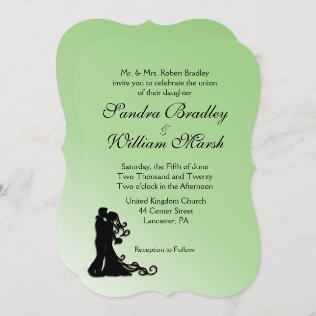 Invitación a la boda verde de novias y novias (Anverso / Reverso)