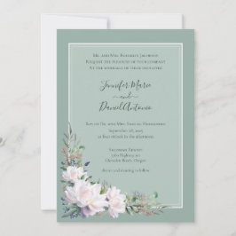 Invitación a la boda verde de Peony Garden Sage