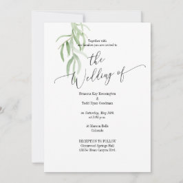 Invitación a la Boda Verde de Rama de Olivo