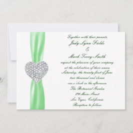 Invitación a la boda verde del corazón del diamant