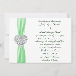 Invitación a la boda verde del corazón del diamant