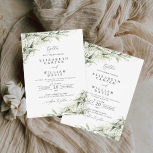 Invitación a la boda verde Dusty Sage