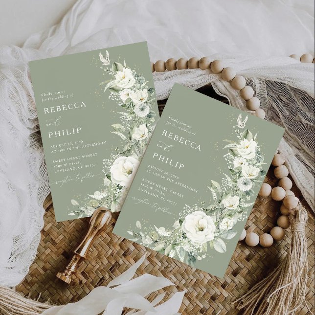 Invitación a la boda verde Dusty Sage (Subido por el creador)