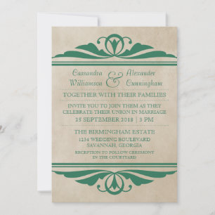 Invitación a la boda verde elegante decorativa