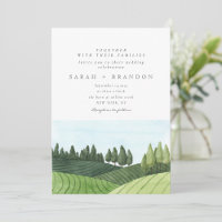 Invitación a la boda verde en el paisaje acuático